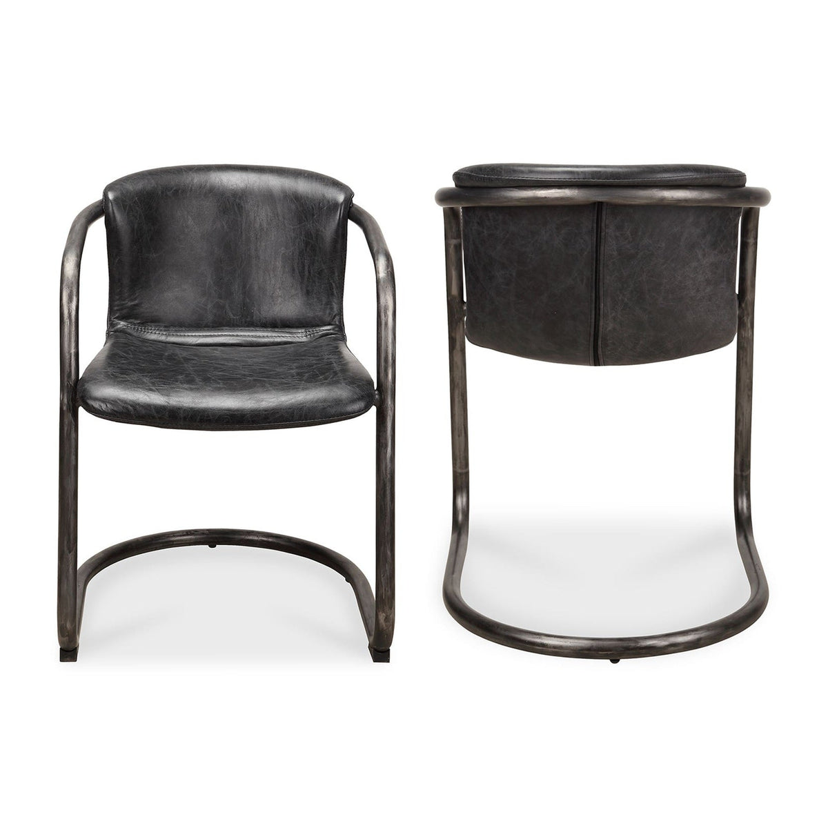 Freeman Dining Chair Onyx Black Leather - Set Of Two by Moe's Home Collection