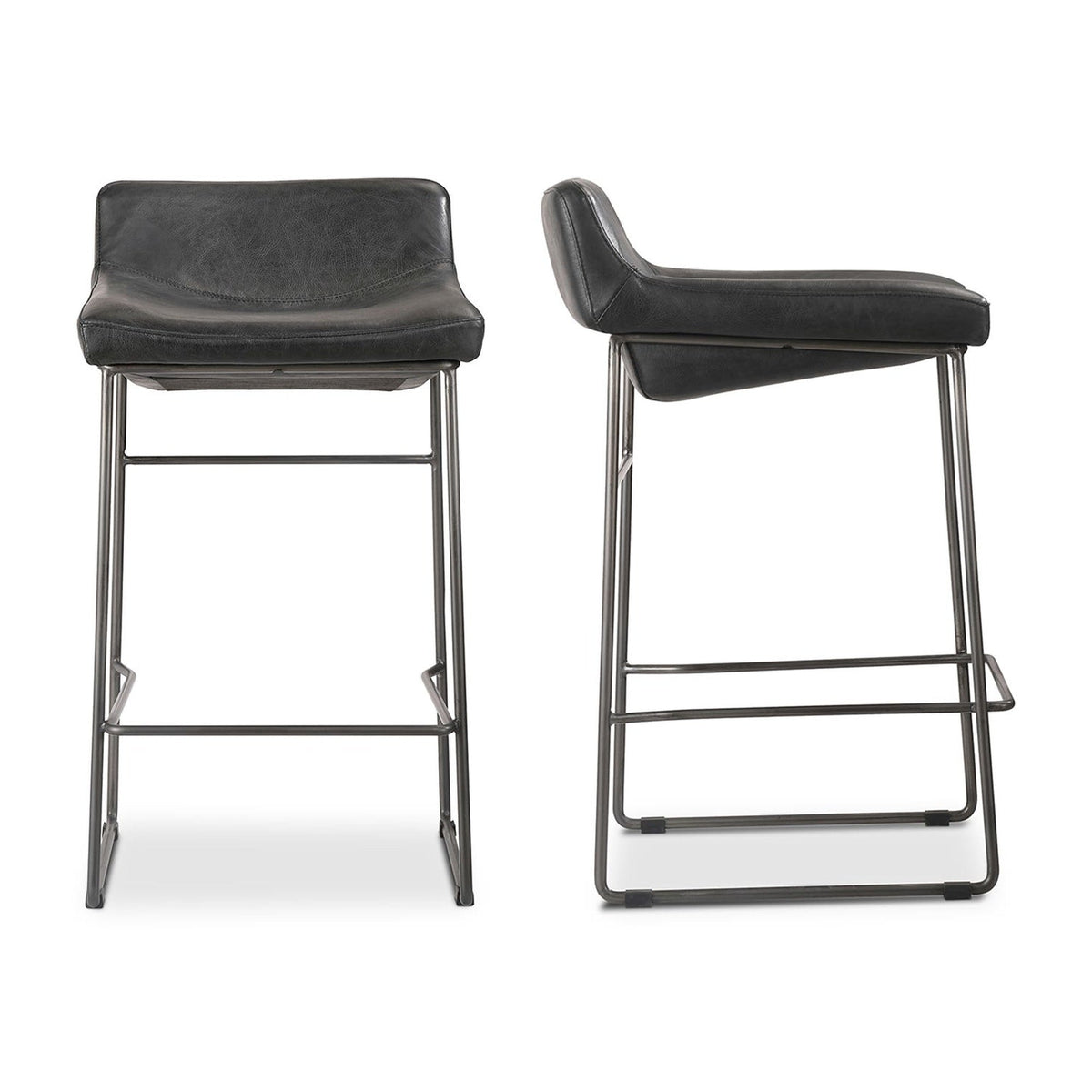 Starlet Counter Stool Onyx Black Leather - Set Of Two by Moe's Home Collection