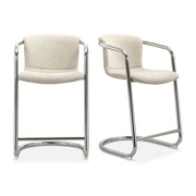 Freeman Chrome Frame Counter Stool Blended Cream - Set Of Two by Moe's Home Collection