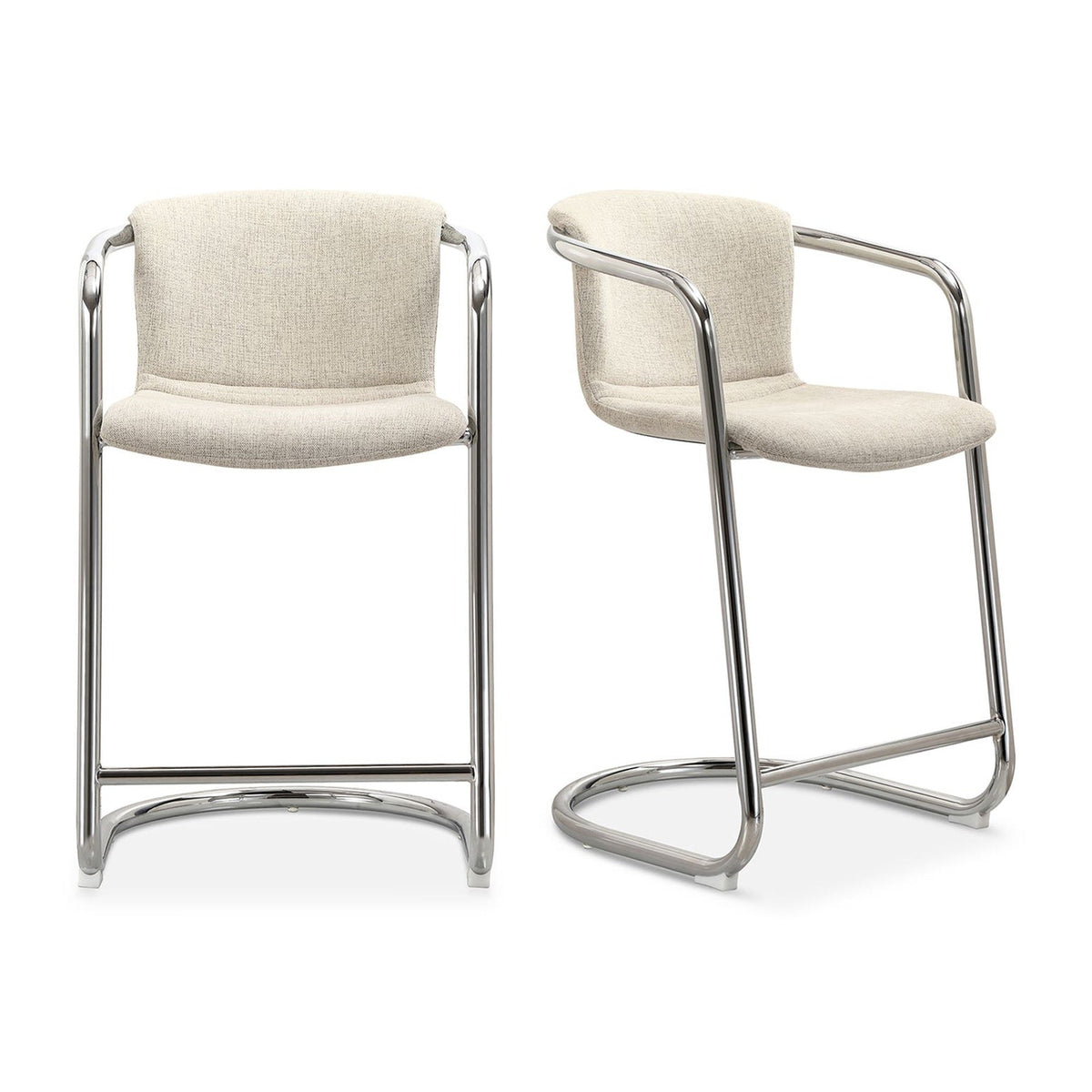 Freeman Chrome Frame Counter Stool Blended Cream - Set Of Two by Moe's Home Collection