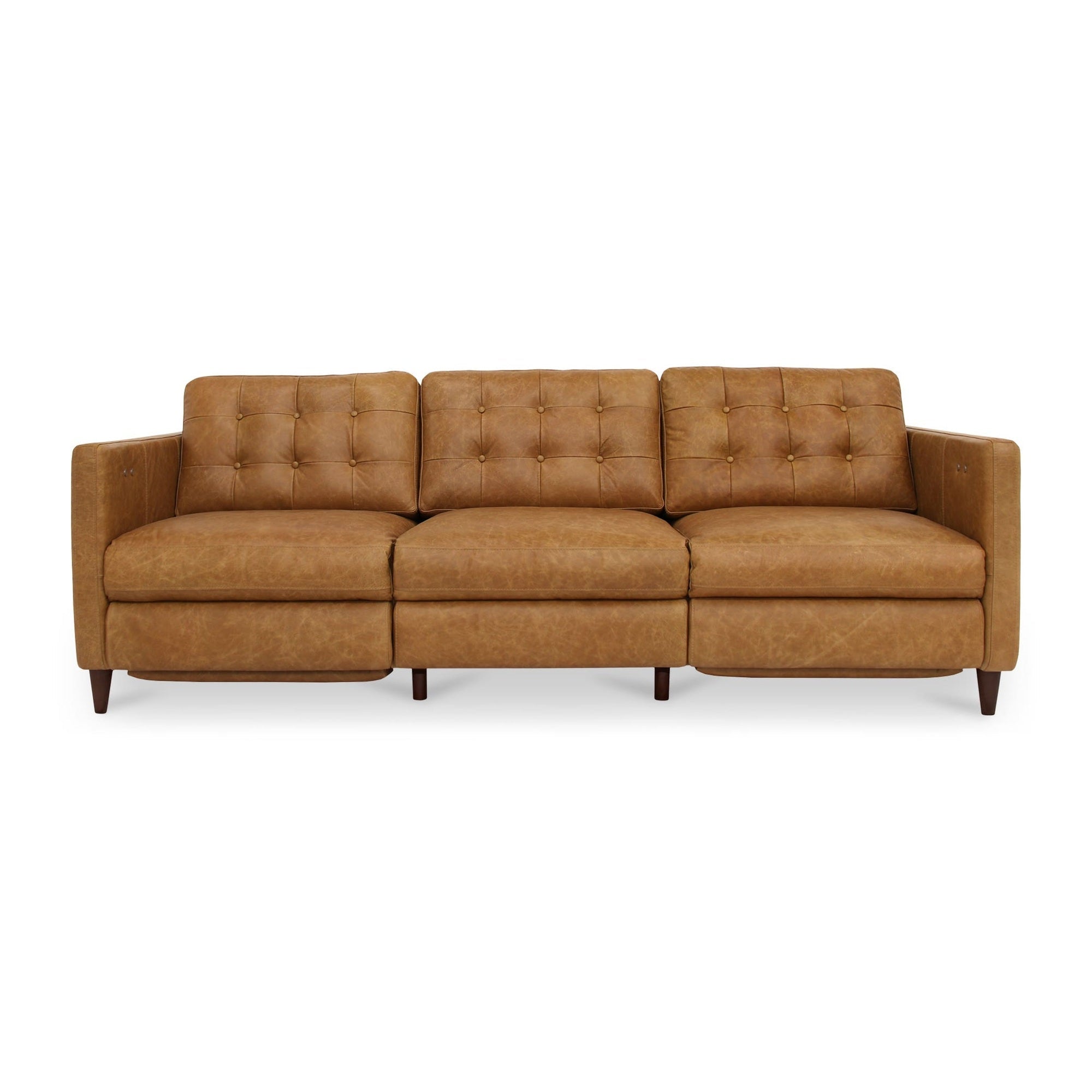 Bridgers Power Recliner Sofa Tan Leather by Moe's Home Collection