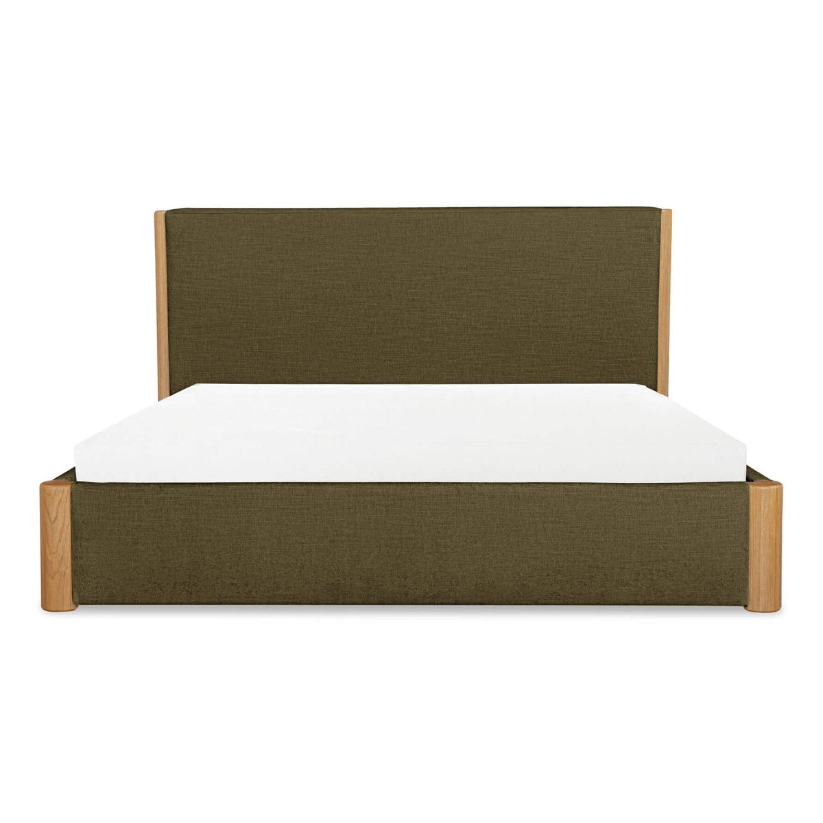 Post Queen Bed Natural Oak Dark Green by Moe's Home Collection