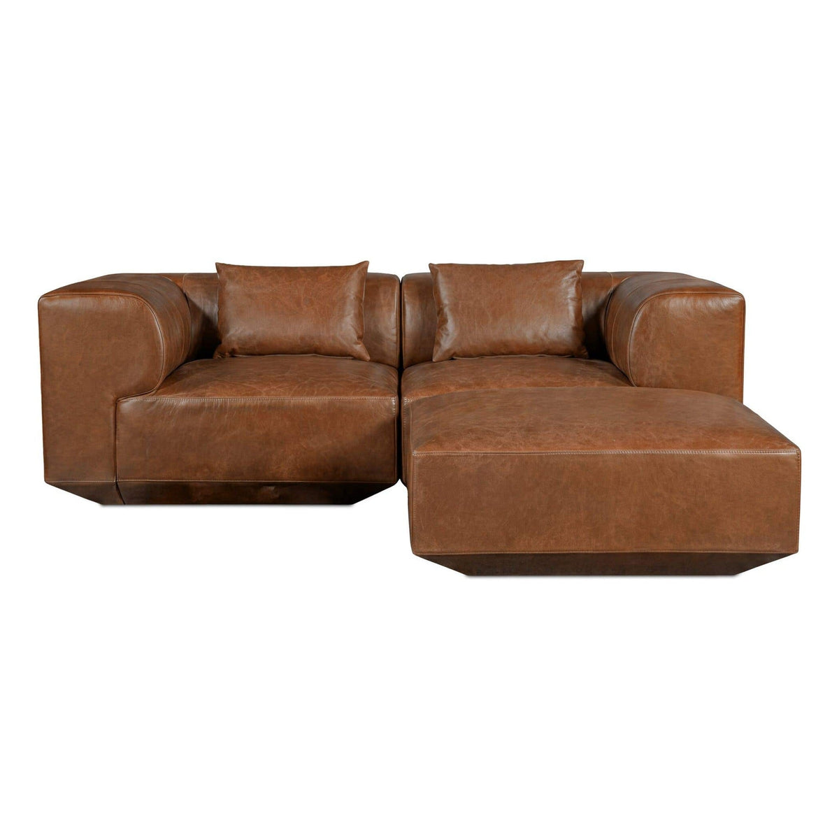 Goodwin Nook Modular Sectional Dark Brown Leather by Moe's Home Collection