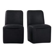 Bent Rolling Dining Chair Black Leather - Set of Two by Moe's Home Collection