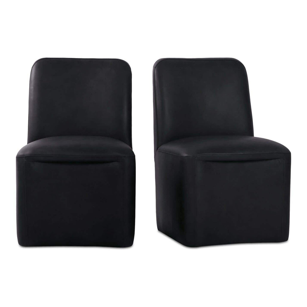 Bent Rolling Dining Chair Black Leather - Set of Two by Moe's Home Collection