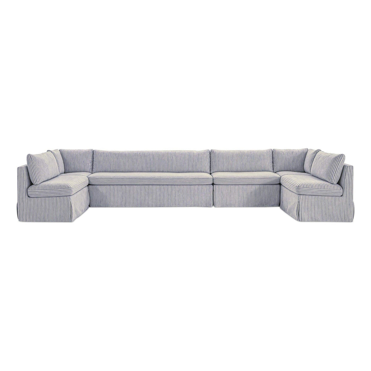 Fable Slipcover Dining Banquette U-Shape Navy Stripe 168 in by Moe's Home Collection