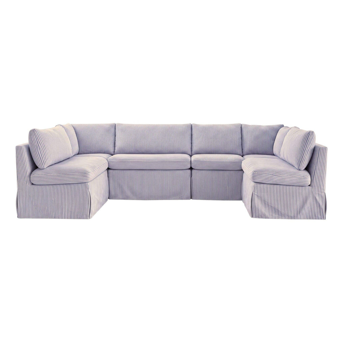 Fable Slipcover Dining Banquette U-Shape Navy Stripe 121 in by Moe's Home Collection