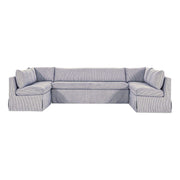 Fable Slipcover Dining Banquette U-Shape Navy Stripe 129 in by Moe's Home Collection