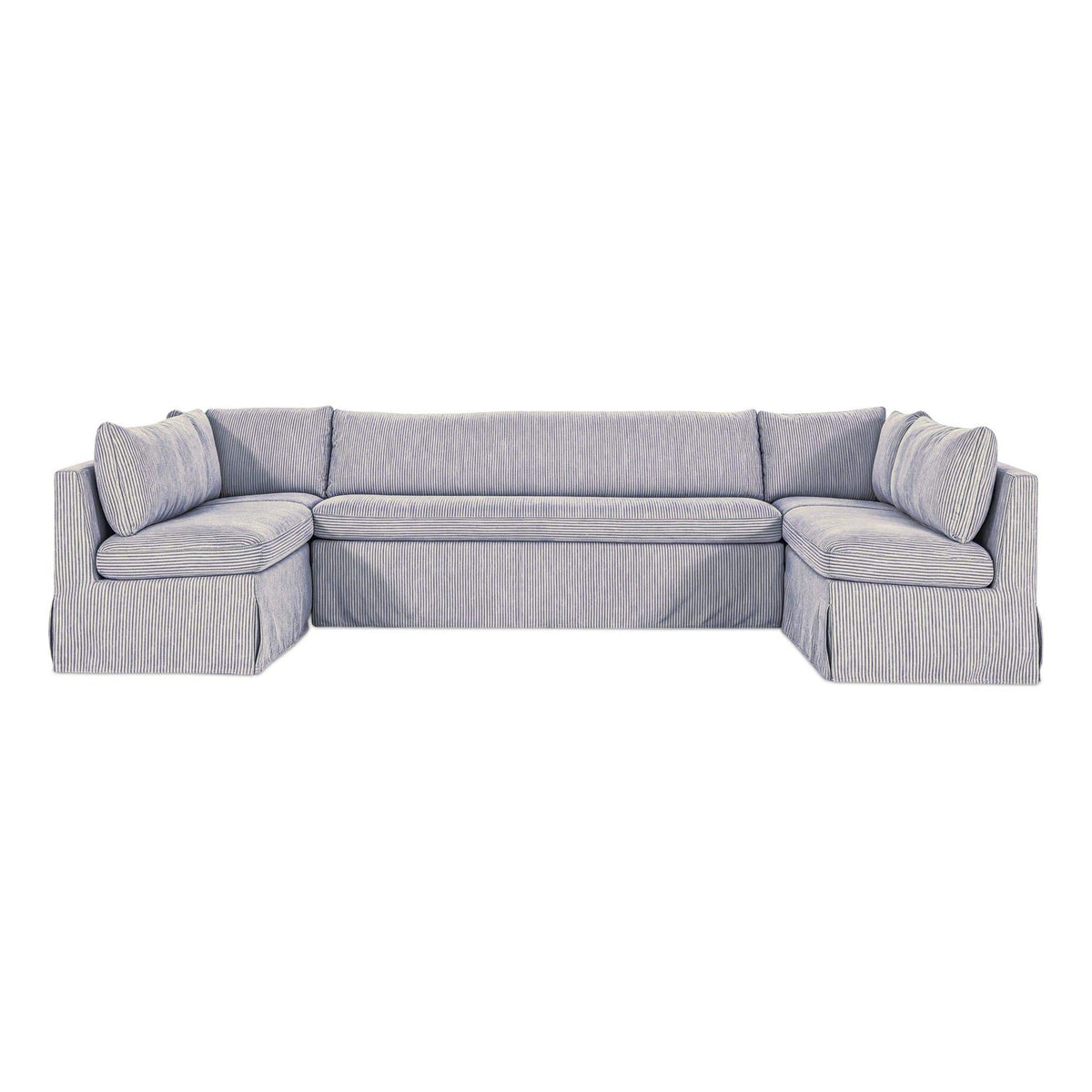 Fable Slipcover Dining Banquette U-Shape Navy Stripe 129 in by Moe's Home Collection
