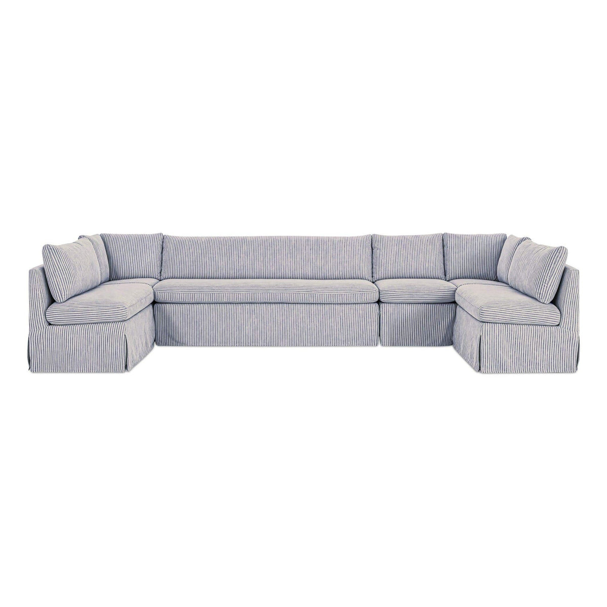 Fable Slipcover Dining Banquette U-Shape Navy Stripe 154 in by Moe's Home Collection