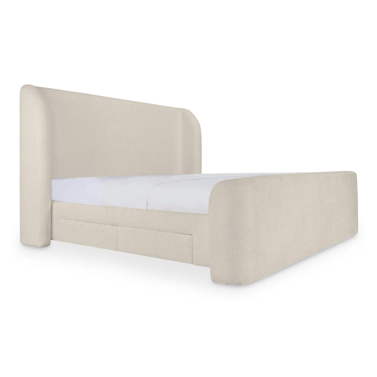 Sophia King Storage Bed Cream Chenille by Moe's Home Collection
