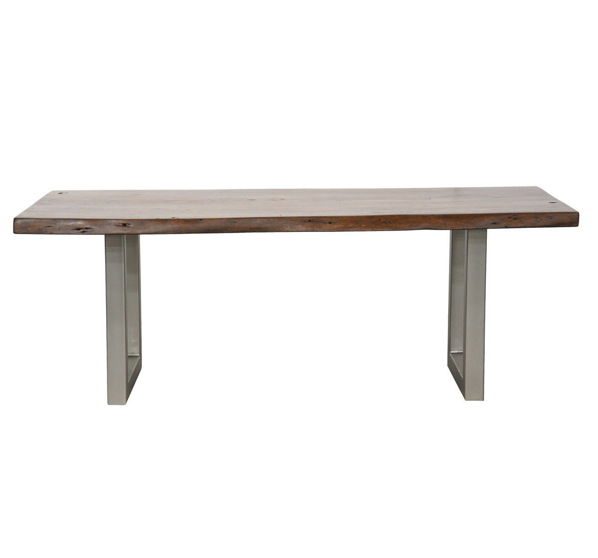 Montana Solid Acacia Wood Polished Metal Leg Dining Table 94"