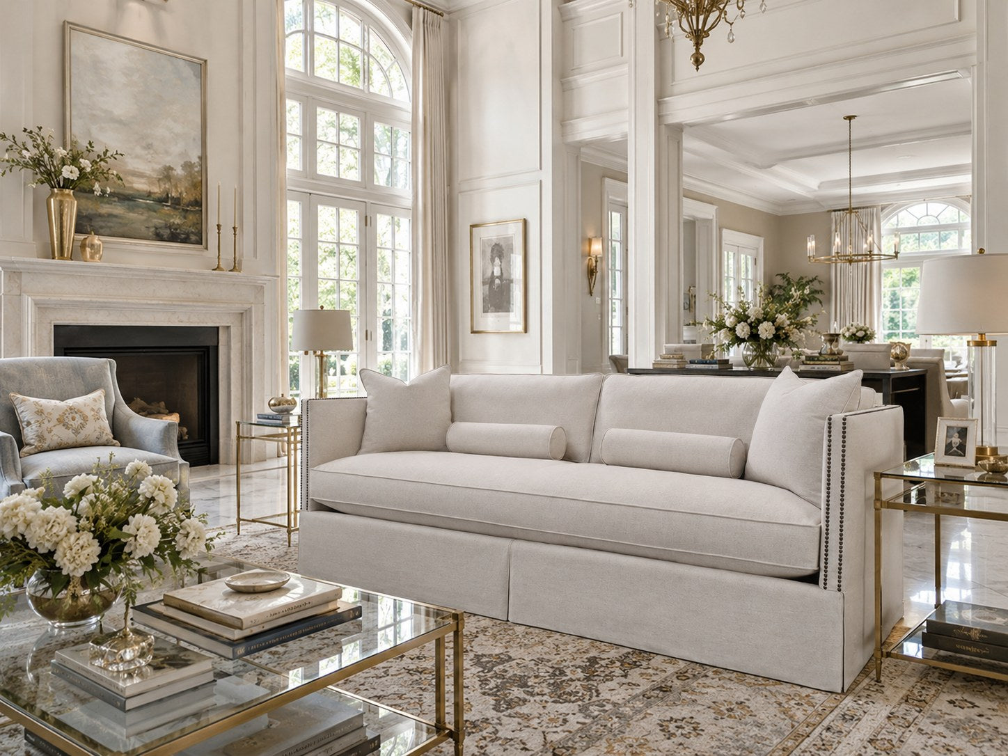 Morrison Sofa in Windfield Natural lifestyle image - Natural Traditional Transitional