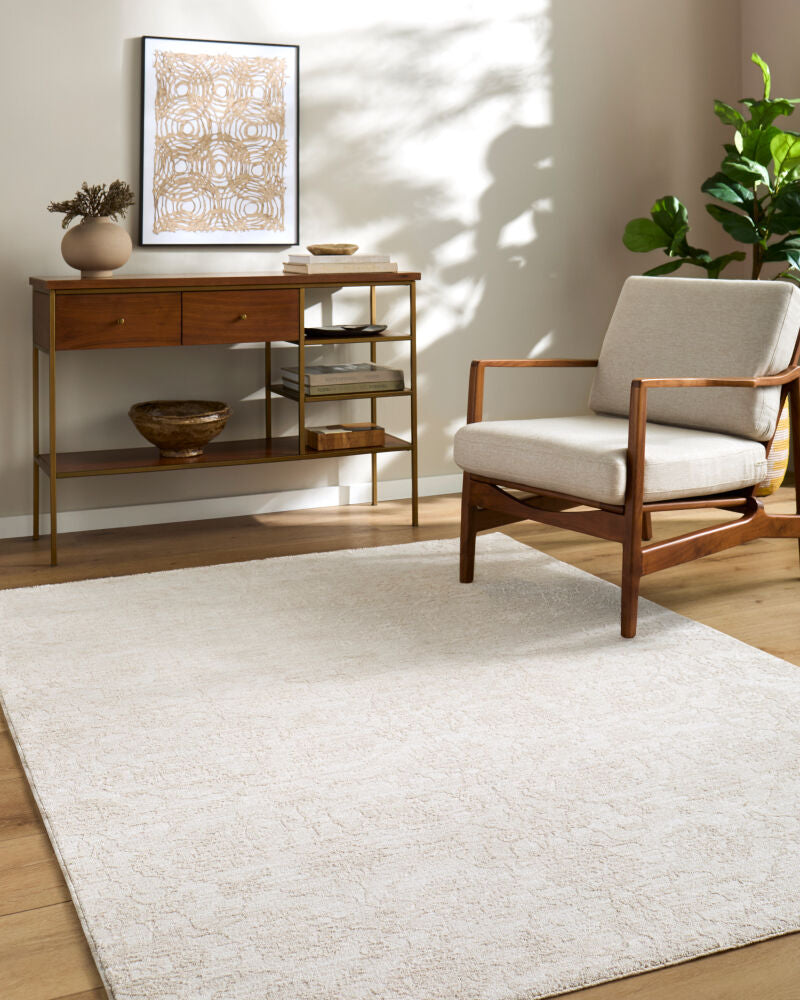 Masterpiece Cream/Off-White Machine Woven Rug - roomscene