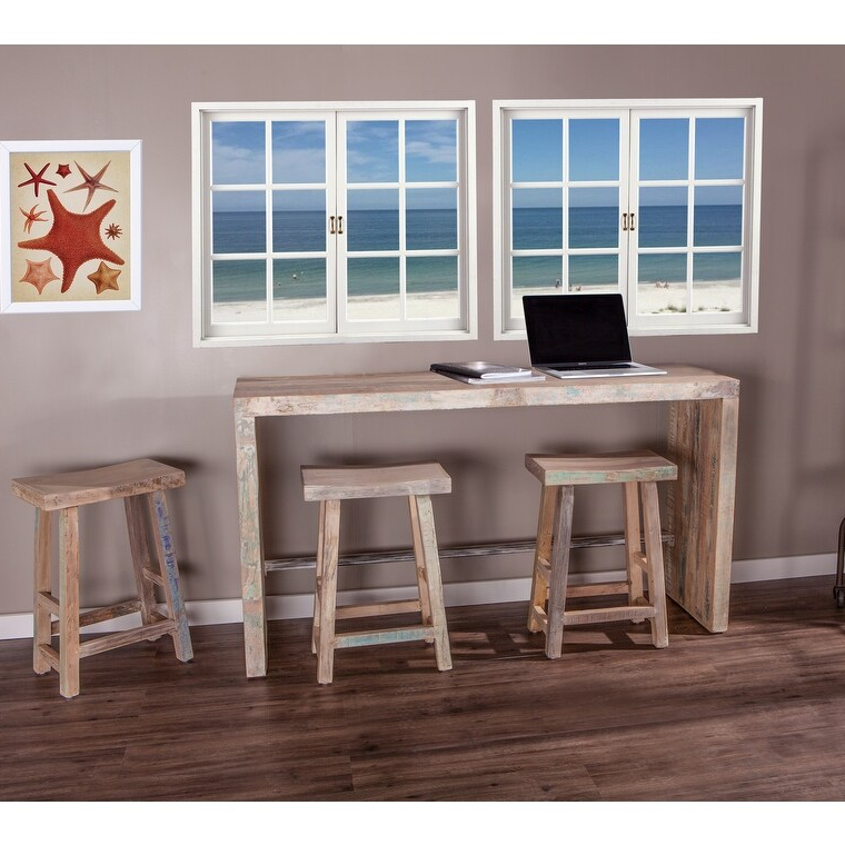 Shabby Chic Vintage Reclaimed Teak 4-PC Counter Height Table Set