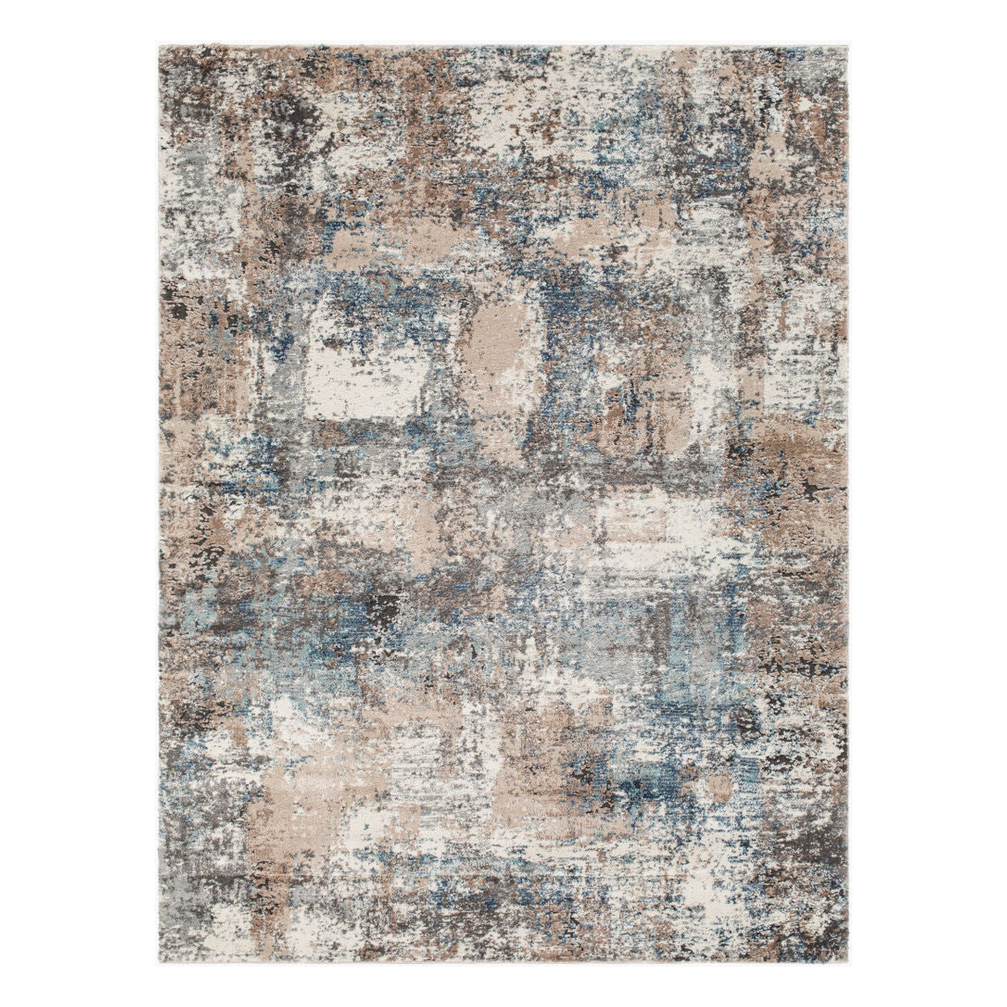 Montana Aqua/Tan Machine Woven Rug - 3'11" x 5'7"