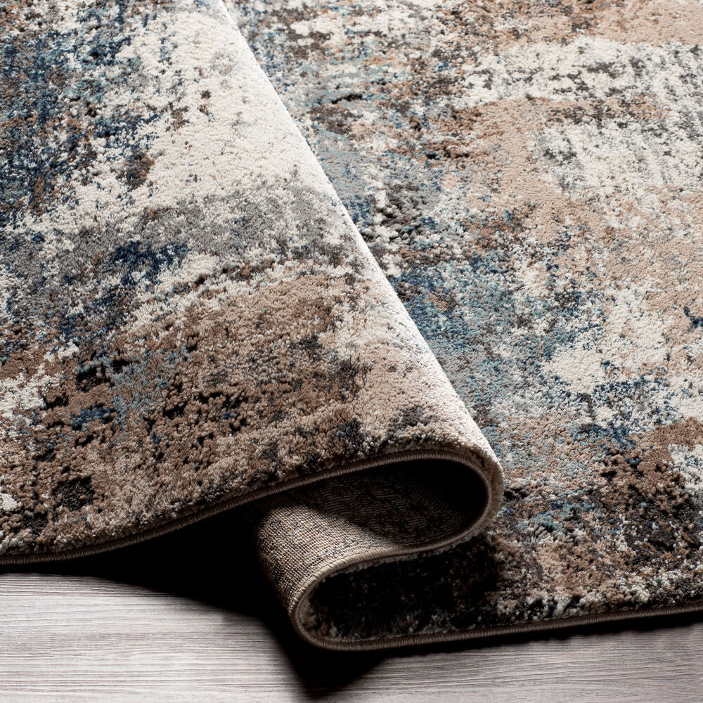 Montana Aqua/Tan Machine Woven Rug - fold