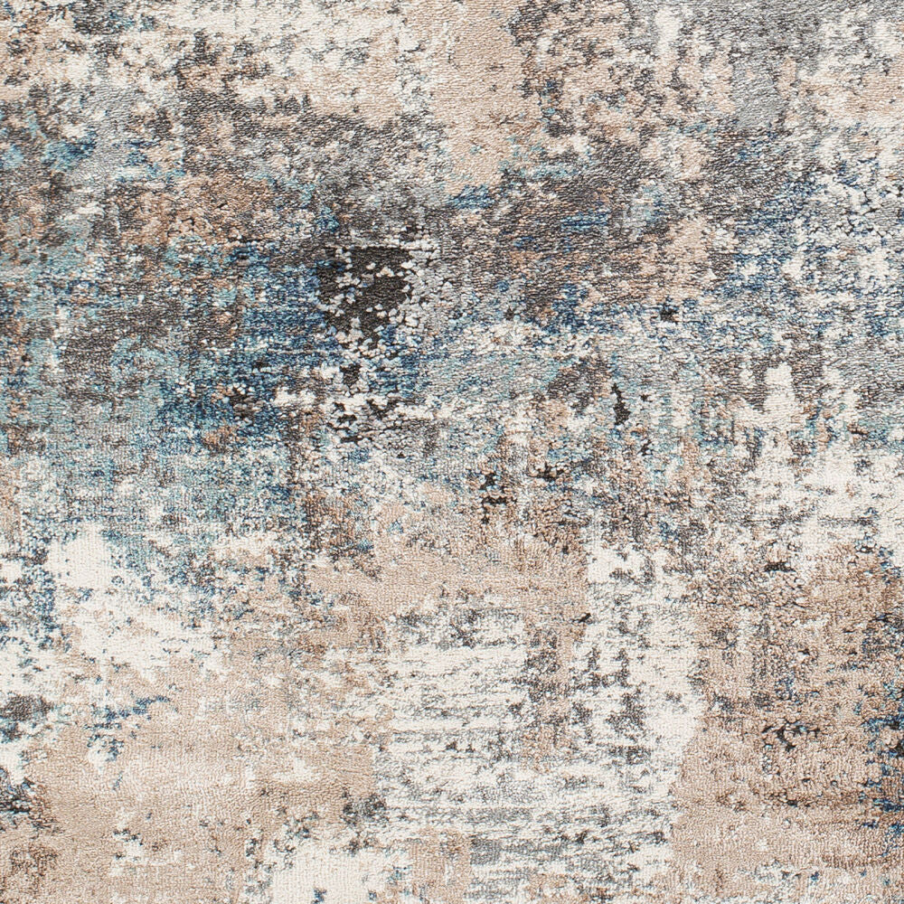 Montana Aqua/Tan Machine Woven Rug - swatch