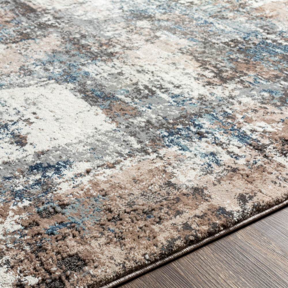 Montana Aqua/Tan Machine Woven Rug - texture