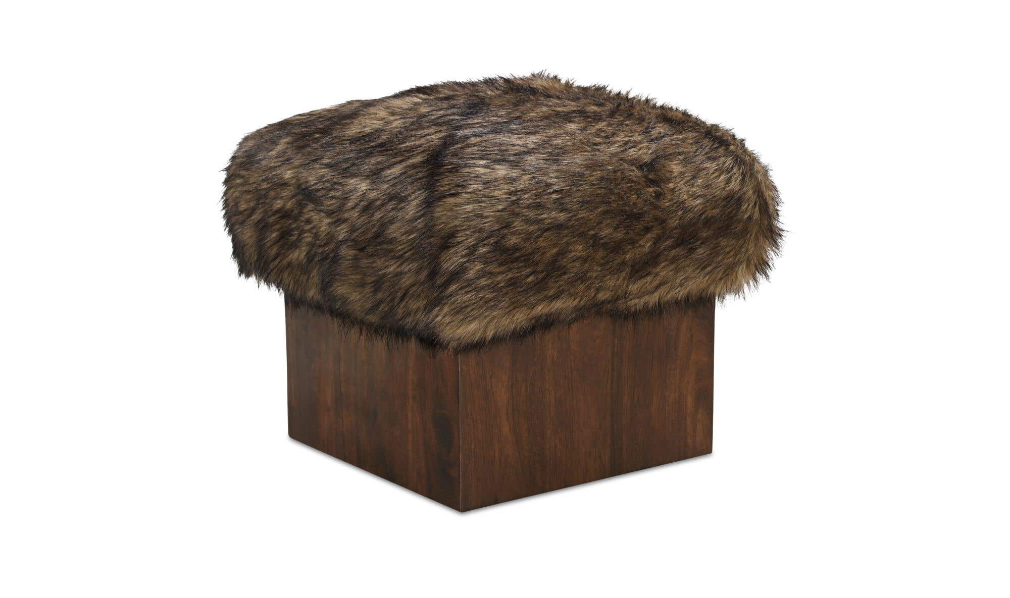 Serge Ottoman Brown Faux Fur by Moe's Home Collection - view 5