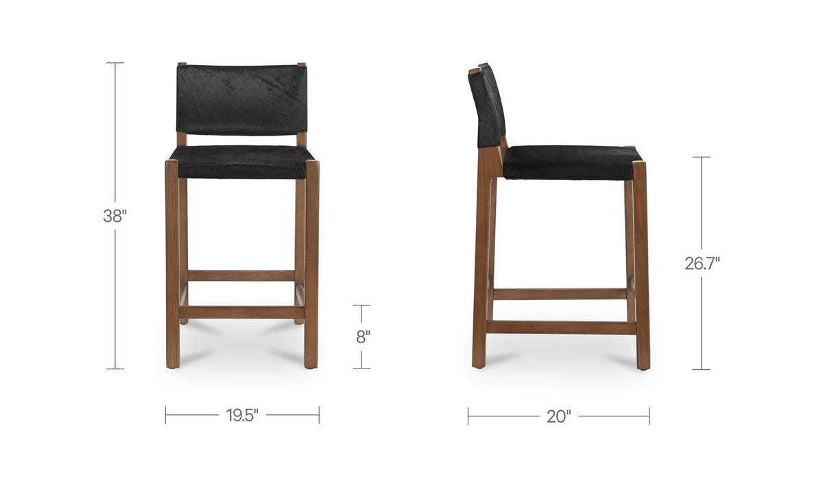 Malone Counter Stool Black Hair On Hide by Moe's Home Collection - view 14