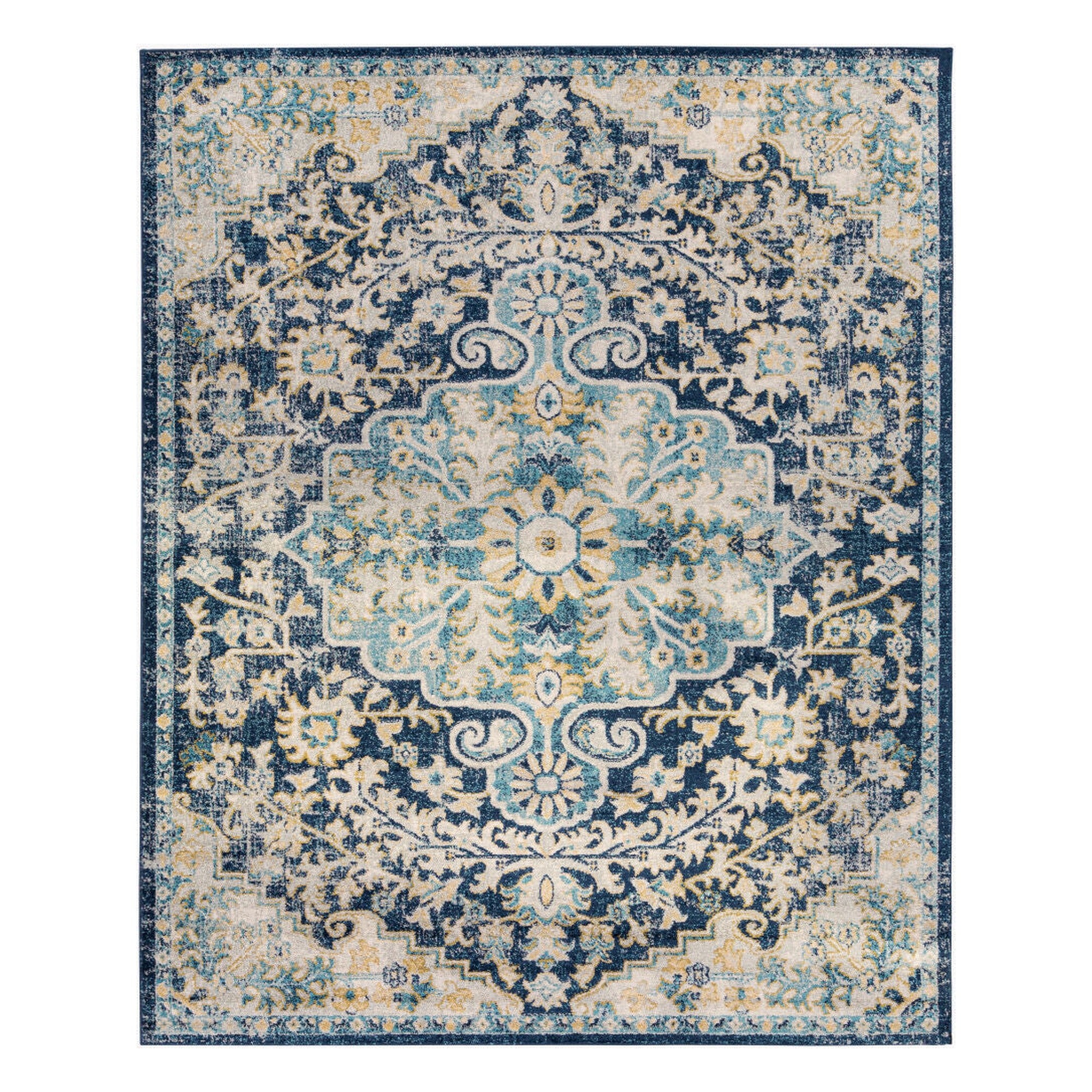 Murat Aqua/Yellow Machine Woven Rug MUT-2320 - 5'3" x 7'3"