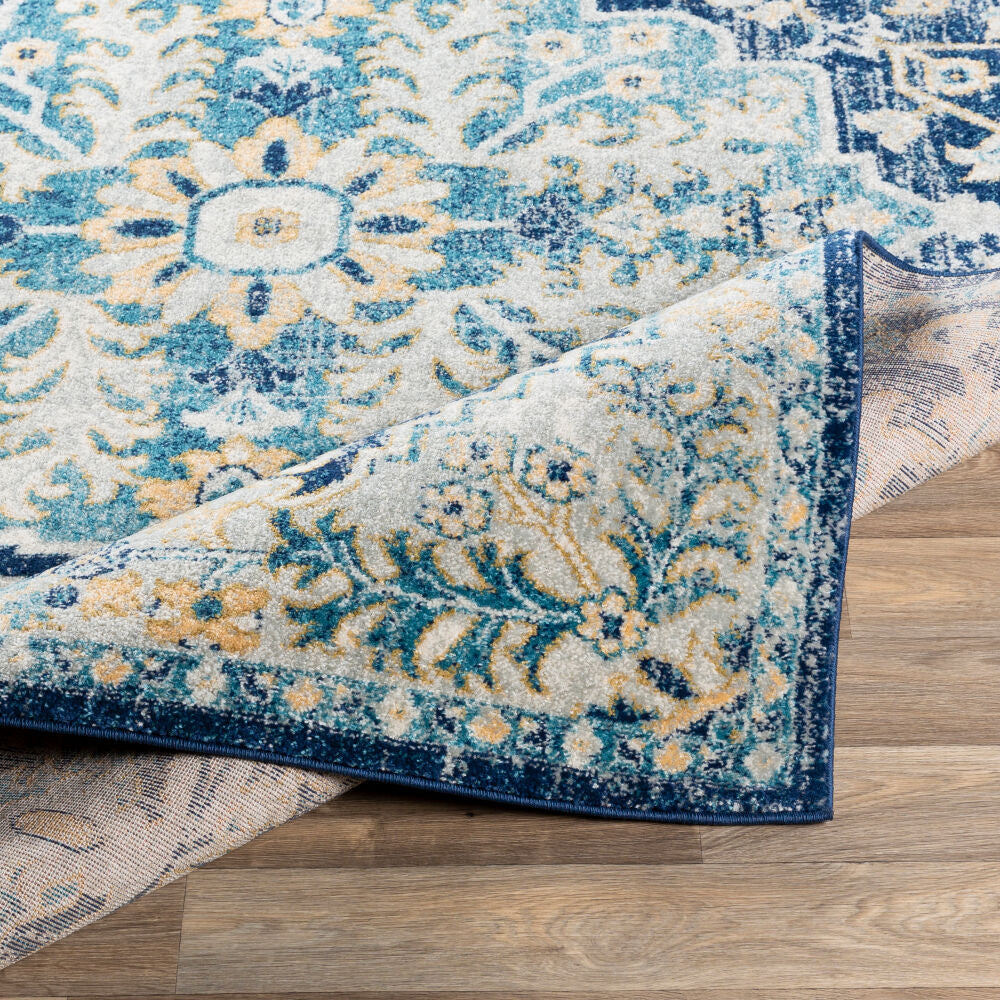 Murat Aqua/Yellow Machine Woven Rug MUT-2320 - fold