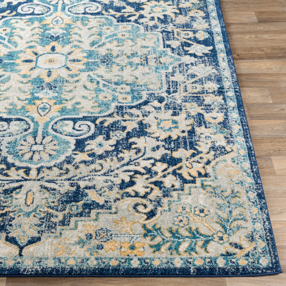 Murat Aqua/Yellow Machine Woven Rug MUT-2320 - front