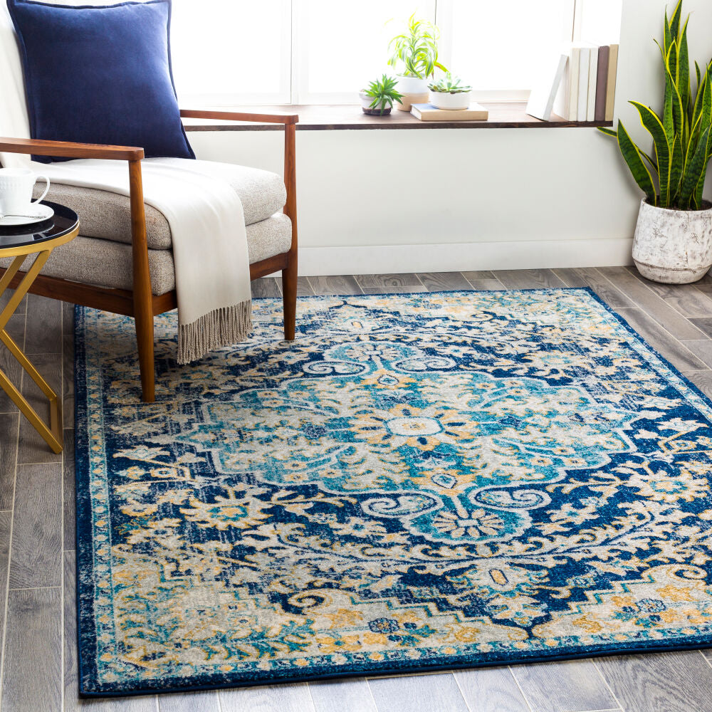 Murat Aqua/Yellow Machine Woven Rug MUT-2320 - roomscene