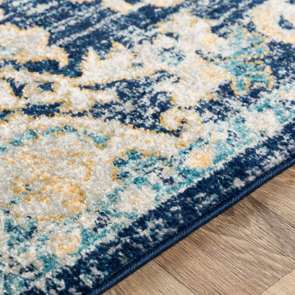 Murat Aqua/Yellow Machine Woven Rug MUT-2320 - texture