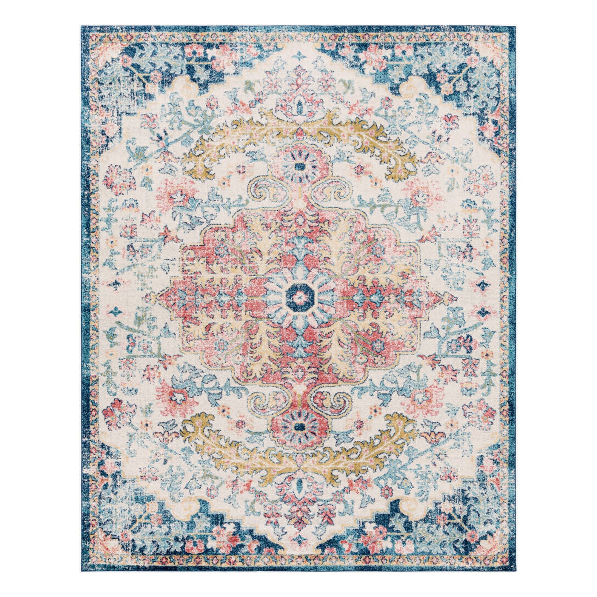 Murat Aqua/Yellow Machine Woven Rug MUT-2321 - 2'7" x 10'