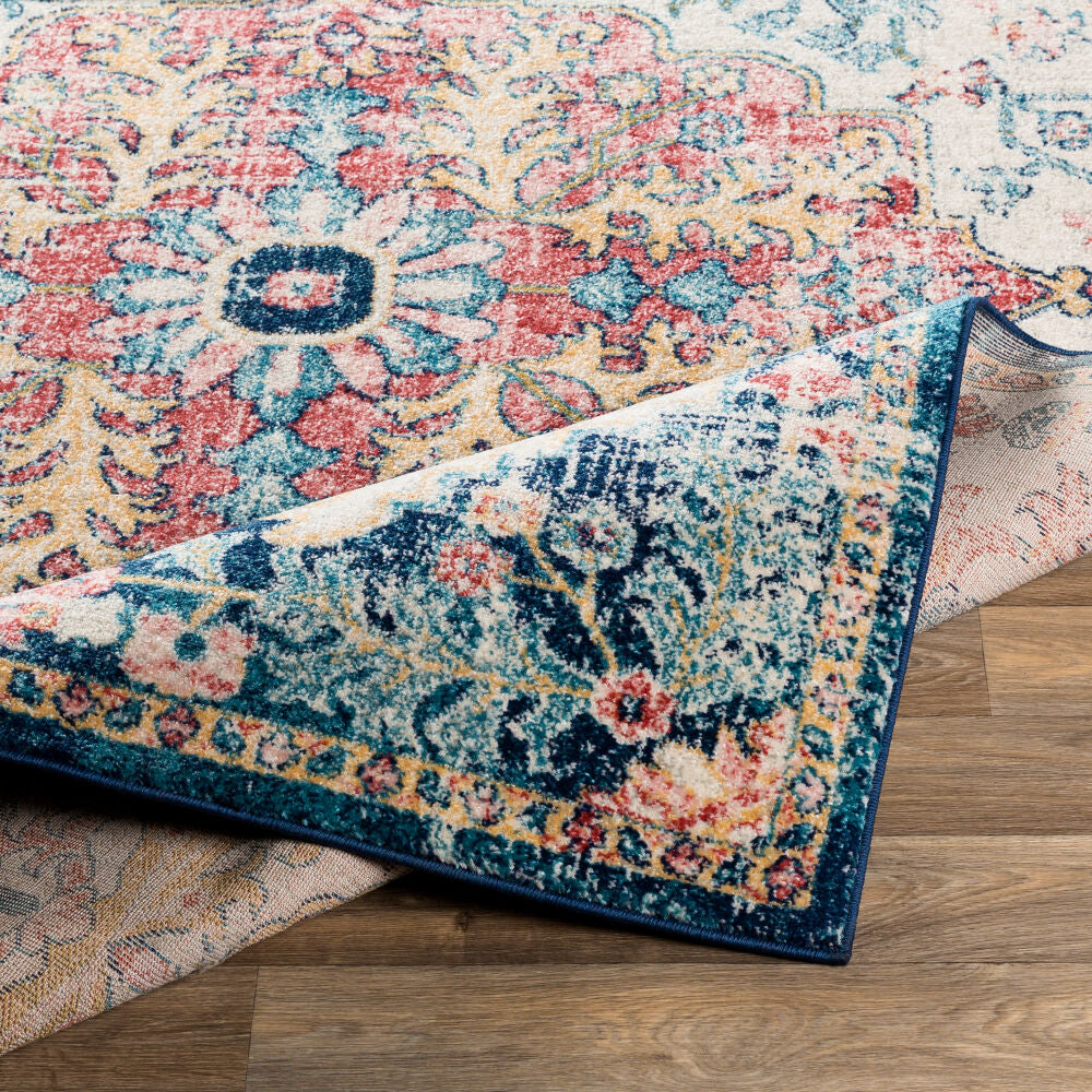 Murat Aqua/Yellow Machine Woven Rug MUT-2321 - fold