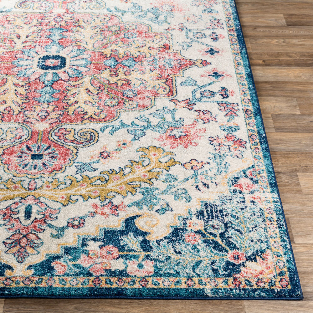 Murat Aqua/Yellow Machine Woven Rug MUT-2321 - front