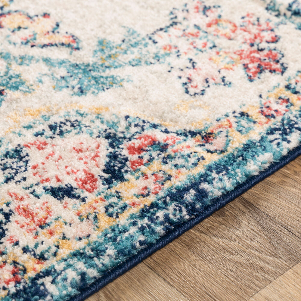 Murat Aqua/Yellow Machine Woven Rug MUT-2321 - texture
