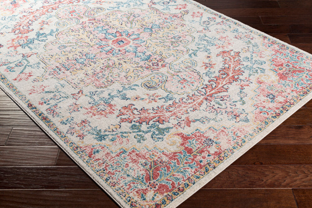 Murat Blue/Saffron Machine Woven Rug - corner
