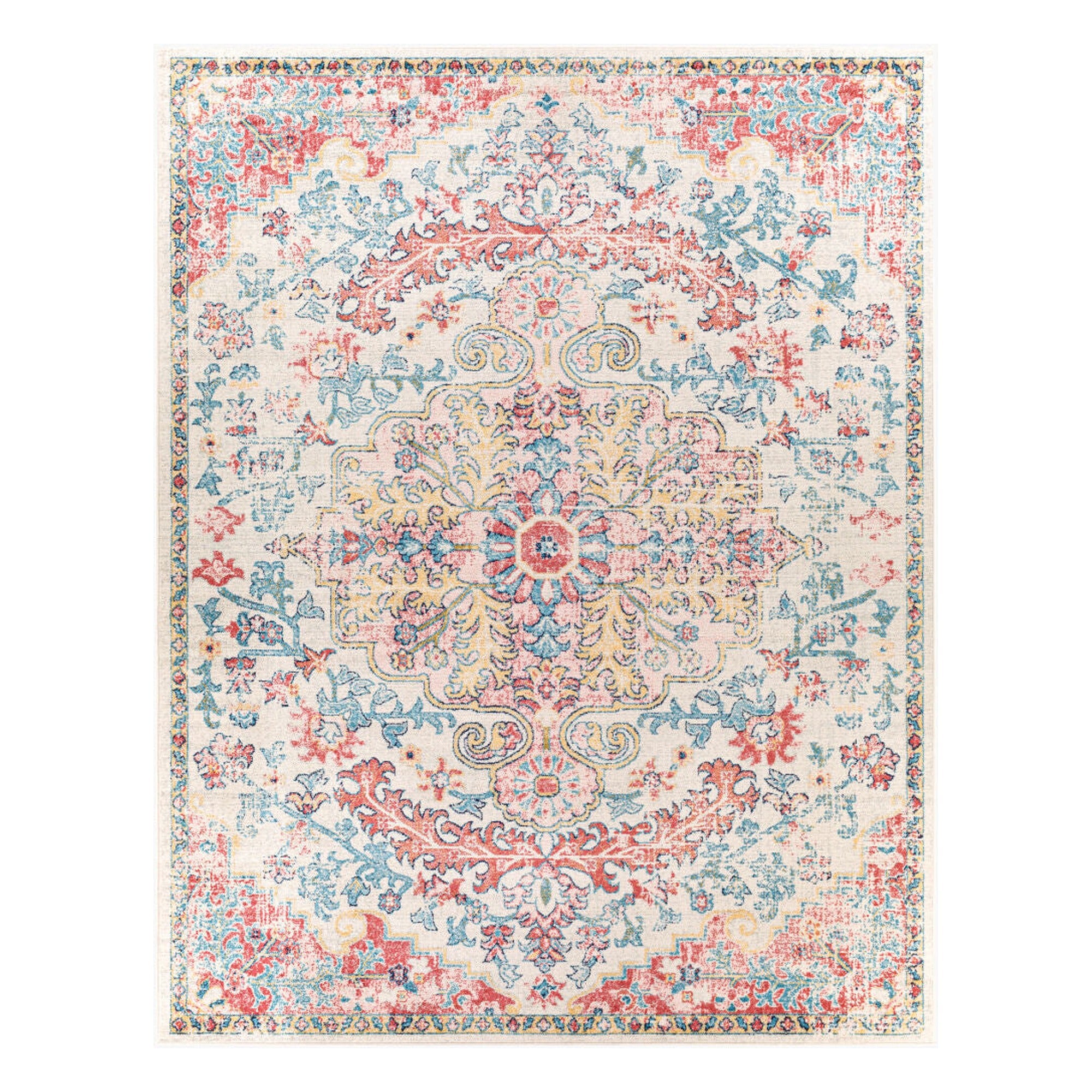 Murat Blue/Saffron Machine Woven Rug - 5'3" x 7'3"