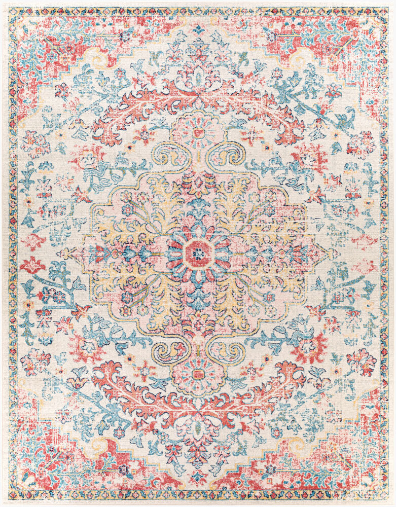 Murat Blue/Saffron Machine Woven Rug - 5'3" x 7'3"