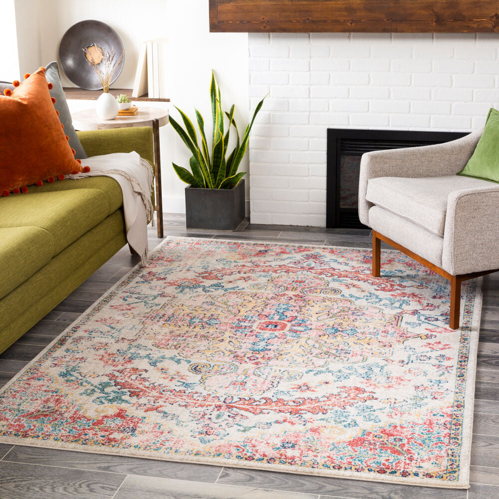 Murat Blue/Saffron Machine Woven Rug - roomscene