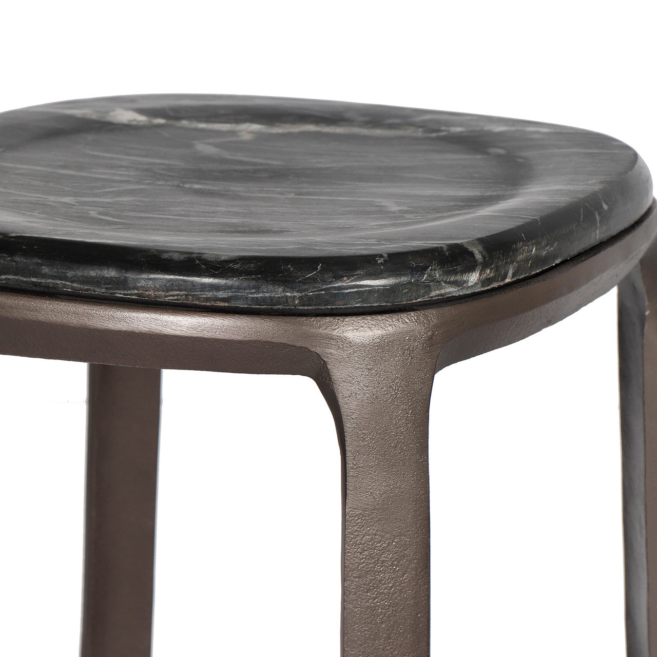 Marbelle - Alfie Marble Counter Stool - Fantasy Black/Bronze Finish