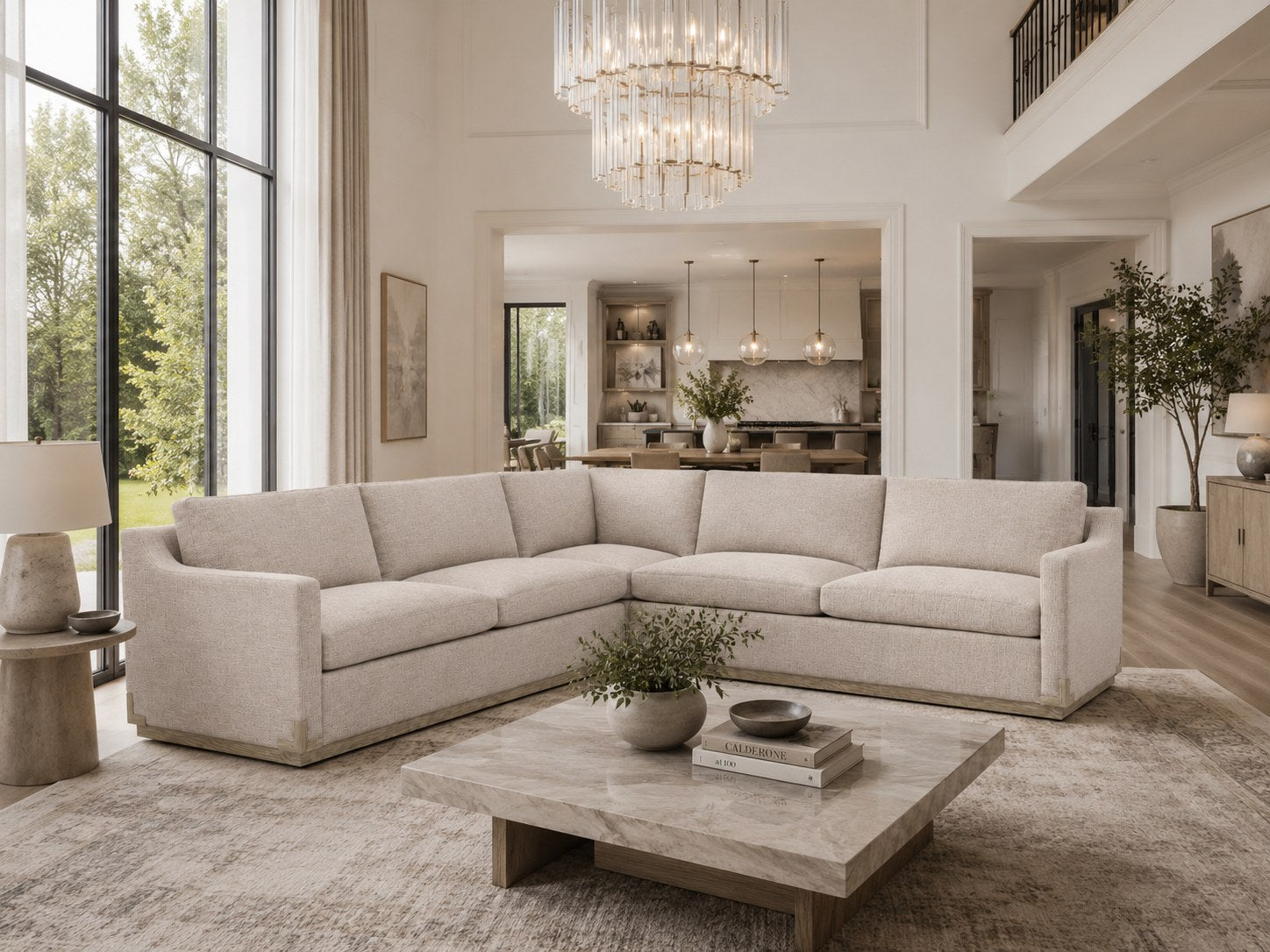Nall Sectional in Friday Linen (Performance Fabric) lifestyle image - Friday Linen Contemporary