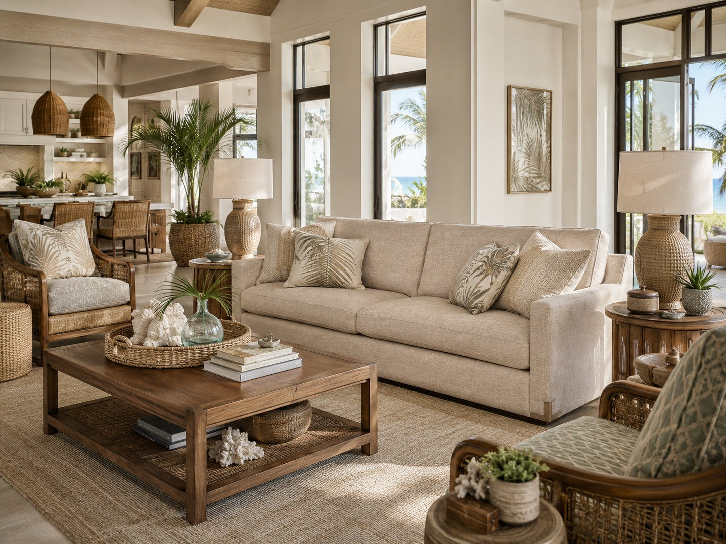 Nall Sofa in Andrew Driftwood (Performance Fabric) lifestyle image - Dritwood Coastal Transitional