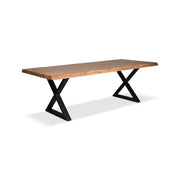 Brooks - Dining Table - X Base - 40" x 79" - Teak Top - Black Base