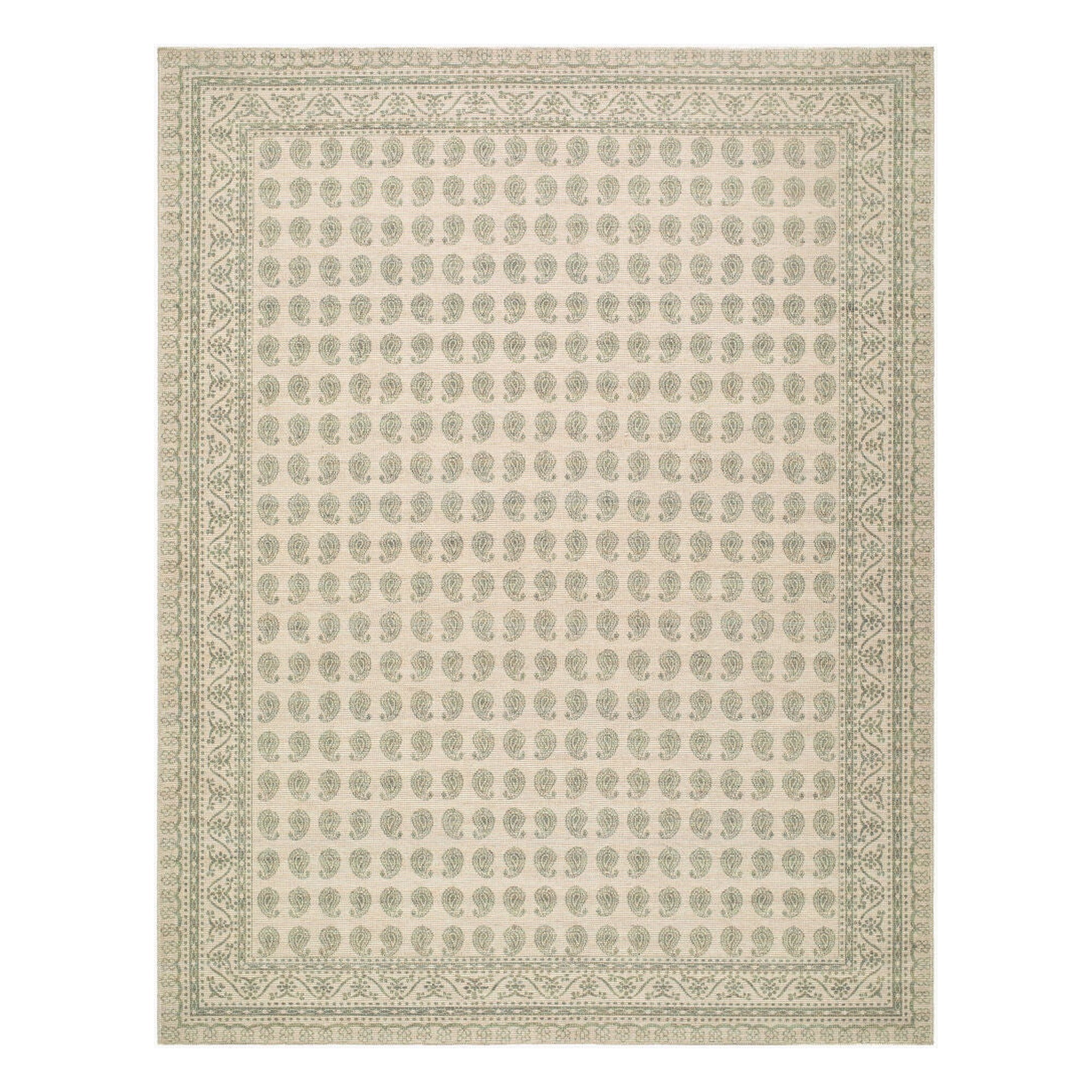 Alo Medium Green/Off-White Machine Woven Rug - 2' x 2'11"