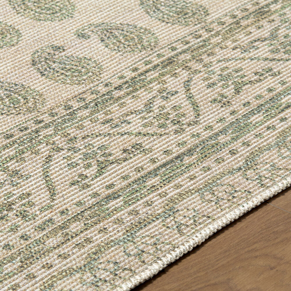 Alo Medium Green/Off-White Machine Woven Rug - texture