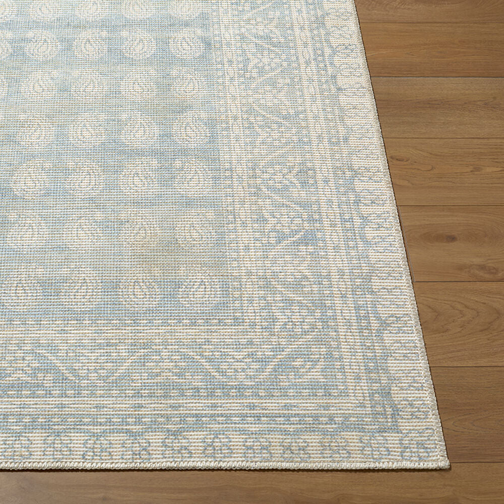 Alo Mustard/Sky Blue Machine Woven Rug - front