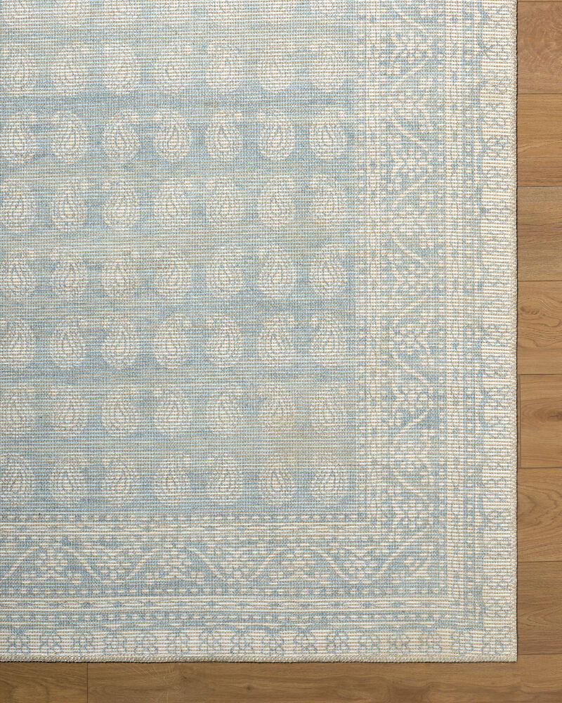 Alo Mustard/Sky Blue Machine Woven Rug - overhead