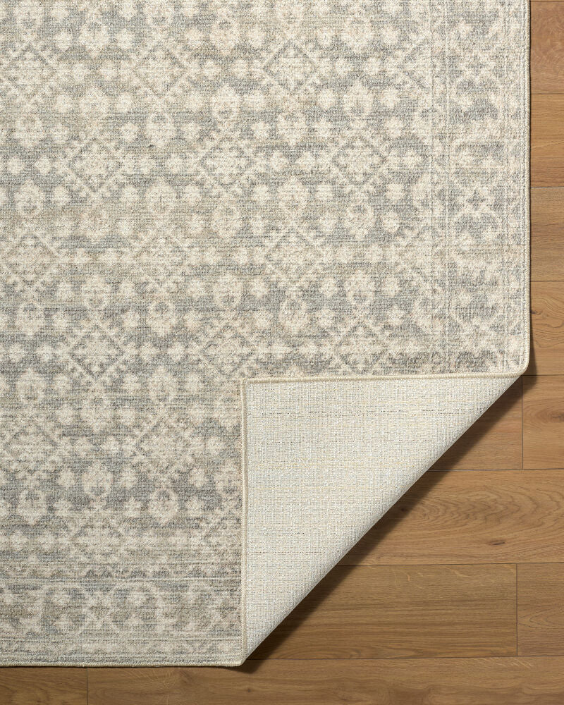 Aram Beige/Light Gray Machine Woven Rug - fold
