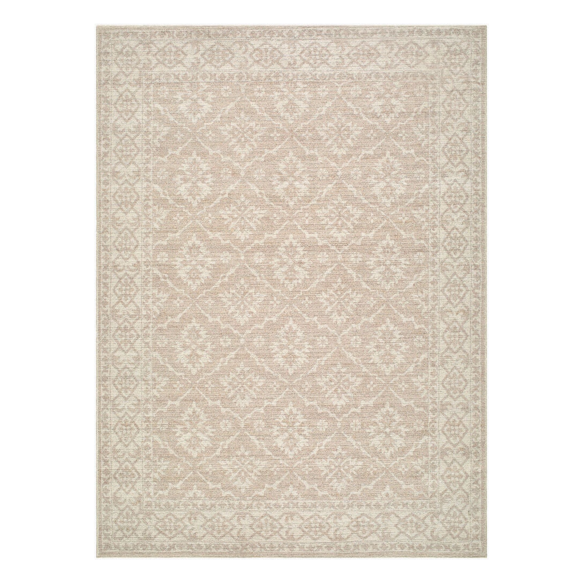 Aram Ivory/Tan Machine Woven Rug - 1'10" x 2'11"