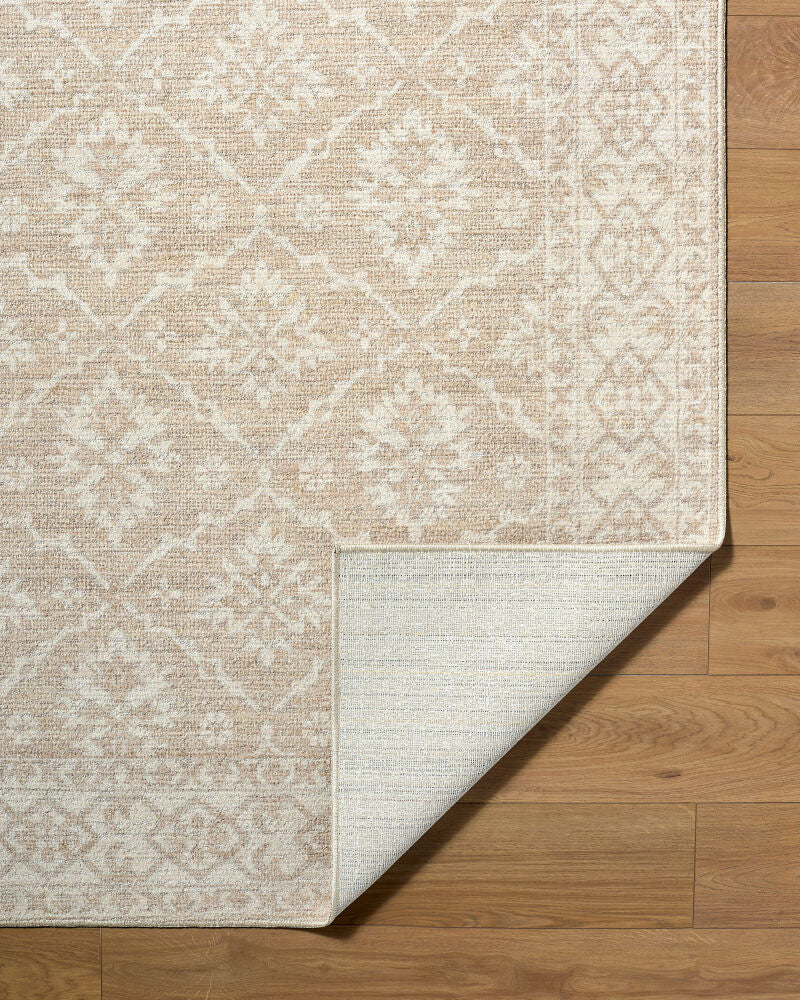 Aram Ivory/Tan Machine Woven Rug - fold