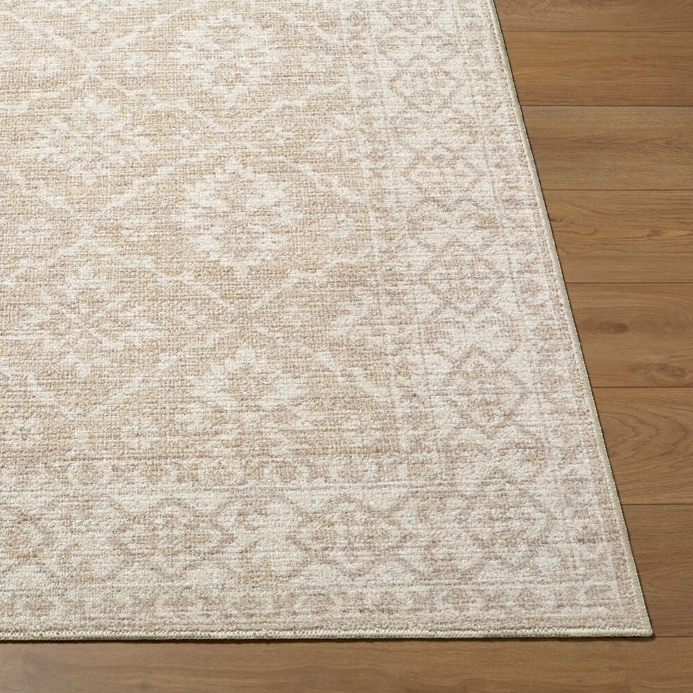 Aram Ivory/Tan Machine Woven Rug - front
